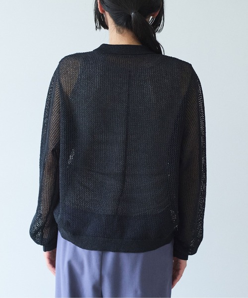yuni（ユニ　）の「Lonsing18 和紙/Polyester knit シャツカーディガン（カーディガン/ボレロ・レディース・ブラック・FREE）」の10枚目の写真