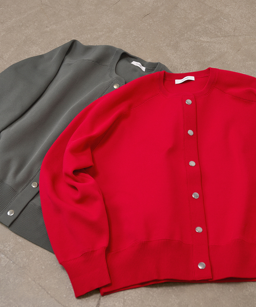 JOURNAL STANDARD（ジャーナルスタンダード）の「WASHABLE TEXBRID スナップカーディガン（カーディガン/ボレロ・レディース・レッド/ネイビー/チャコールグレー・FREE）」の3枚目の写真