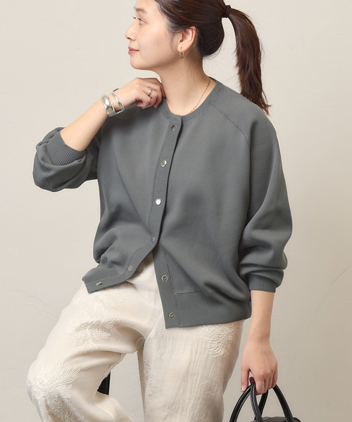 JOURNAL STANDARD（ジャーナルスタンダード）の「WASHABLE TEXBRID スナップカーディガン（カーディガン/ボレロ・レディース・レッド/ネイビー/チャコールグレー・FREE）」の2枚目の写真