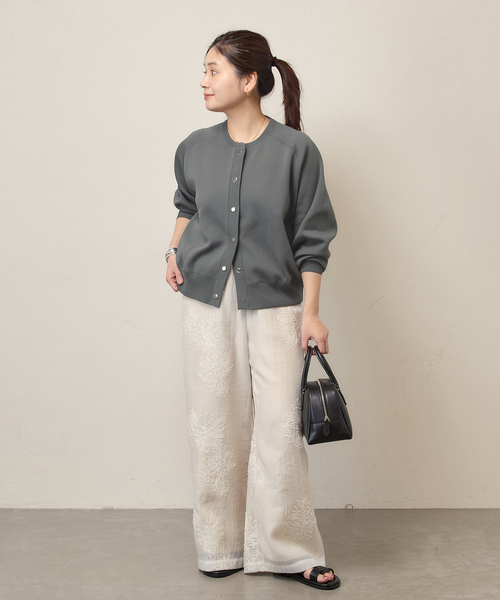 JOURNAL STANDARD（ジャーナルスタンダード）の「WASHABLE TEXBRID スナップカーディガン（カーディガン/ボレロ・レディース・レッド/ネイビー/チャコールグレー・FREE）」の4枚目の写真