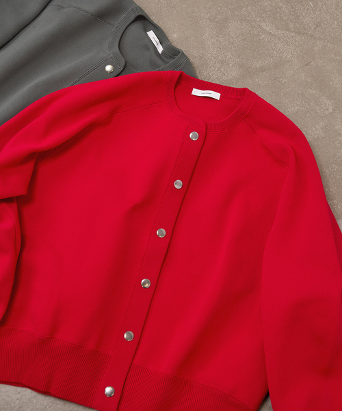 JOURNAL STANDARD（ジャーナルスタンダード）の「WASHABLE TEXBRID スナップカーディガン（カーディガン/ボレロ・レディース・レッド/ネイビー/チャコールグレー・FREE）」の6枚目の写真