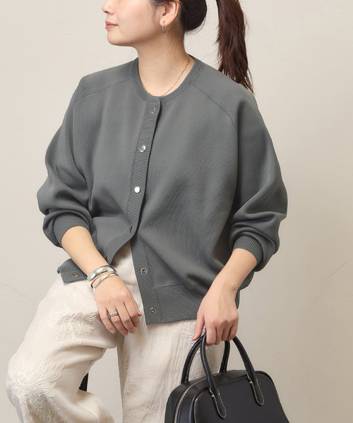 JOURNAL STANDARD（ジャーナルスタンダード）の「WASHABLE TEXBRID スナップカーディガン（カーディガン/ボレロ・レディース・レッド/ネイビー/チャコールグレー・FREE）」の12枚目の写真