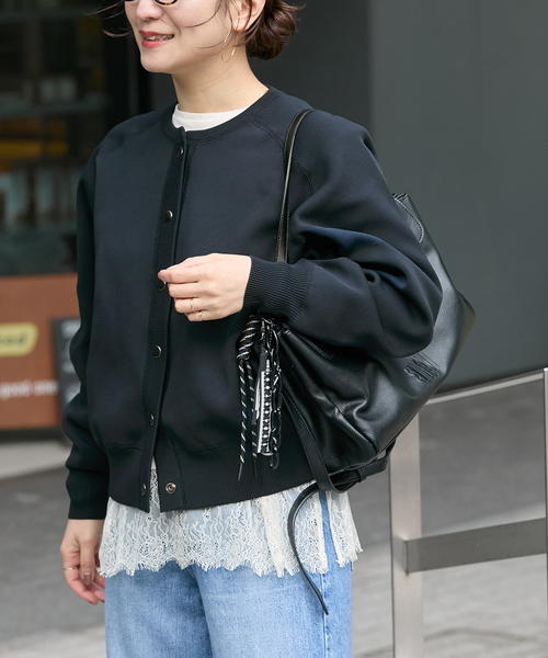 JOURNAL STANDARD（ジャーナルスタンダード）の「WASHABLE TEXBRID スナップカーディガン（カーディガン/ボレロ・レディース・レッド/ネイビー/チャコールグレー・FREE）」の18枚目の写真