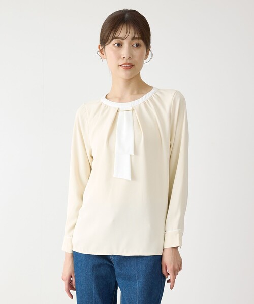 Jayro(ジャイロ)の「タイ付ブラウス(シャツ/ブラウス・レディース・ホワイト系その他/ベージュ/ネイビー・M)」の17枚目の写真