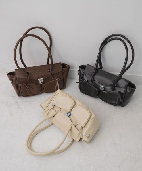 RETRO GIRL（レトロガール）の「クラシックボストンBAG（ショルダーバッグ・レディース・ブラウン/ブラック/オフホワイト・ONE SIZE）」の8枚目の写真