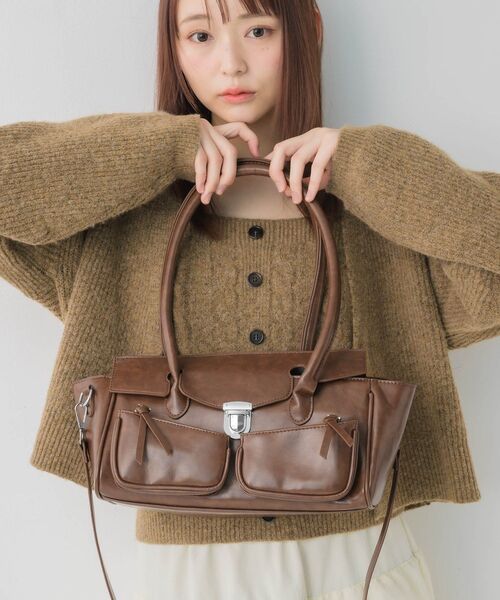 RETRO GIRL（レトロガール）の「クラシックボストンBAG（ショルダーバッグ・レディース・ブラウン/ブラック/オフホワイト・ONE SIZE）」の21枚目の写真