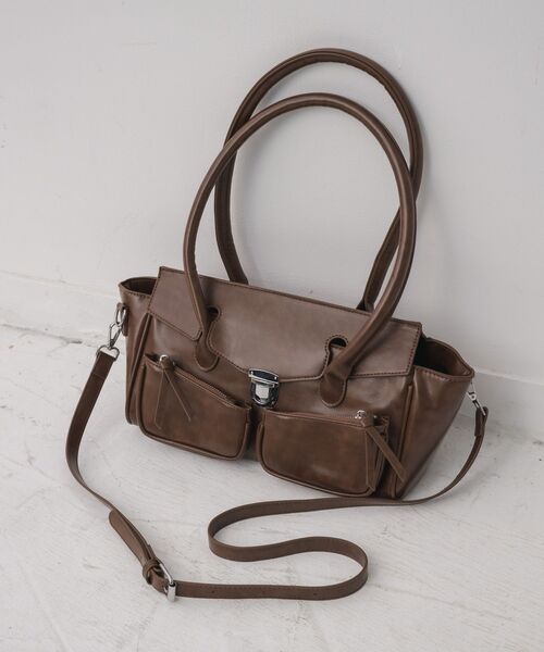 RETRO GIRL（レトロガール）の「クラシックボストンBAG（ショルダーバッグ・レディース・ブラウン/ブラック/オフホワイト・ONE SIZE）」の6枚目の写真