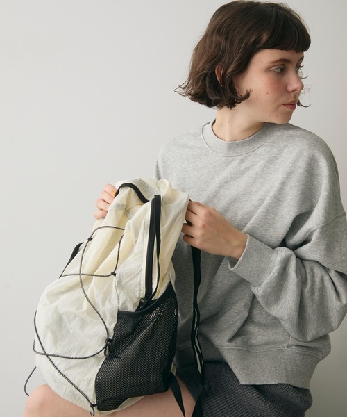 full/fill.(フルフィル)の「mesh pocket sheer back pack / メッシュポケットシアーバックパック(バックパック/リュック・レディース・グレー/アイボリー・FREE)」の11枚目の写真