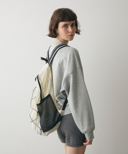 full/fill.(フルフィル)の「mesh pocket sheer back pack / メッシュポケットシアーバックパック(バックパック/リュック・レディース・グレー/アイボリー・FREE)」の5枚目の写真