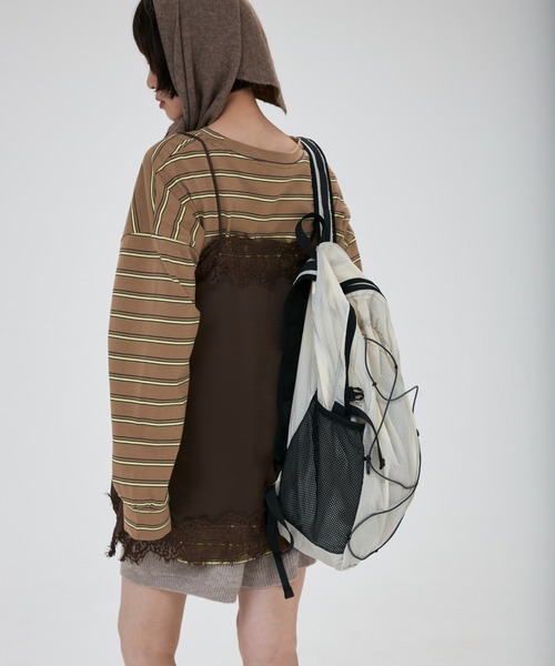 full/fill.(フルフィル)の「mesh pocket sheer back pack / メッシュポケットシアーバックパック(バックパック/リュック・レディース・グレー/アイボリー・FREE)」の9枚目の写真