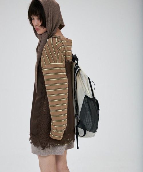 full/fill.(フルフィル)の「mesh pocket sheer back pack / メッシュポケットシアーバックパック(バックパック/リュック・レディース・グレー/アイボリー・FREE)」の10枚目の写真