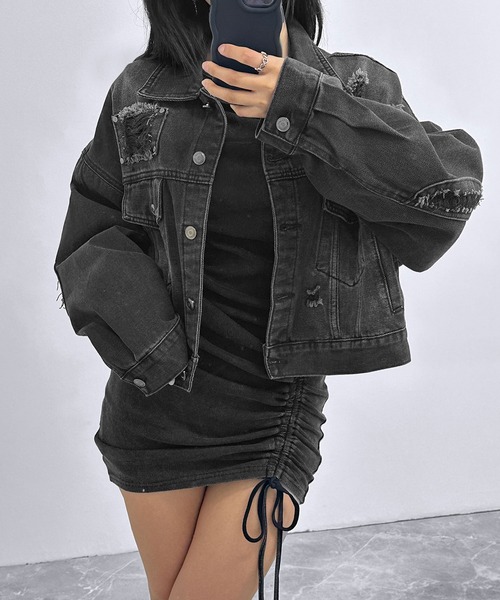 FOLLOWIN（フォロウィン）の「ギャザーデザインフィットワンピース（ワンピース・レディース・ブラック・FREE）」の19枚目の写真