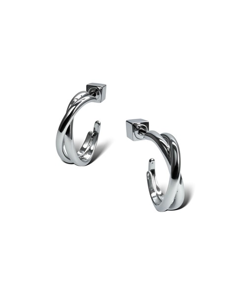 Lyvi(ライビィ)の「Crossed Layer Hoop Pierce / 金属アレルギー対応(ピアス(両耳用)・レディース・シルバー/ゴールド・FREE)」の1枚目の写真