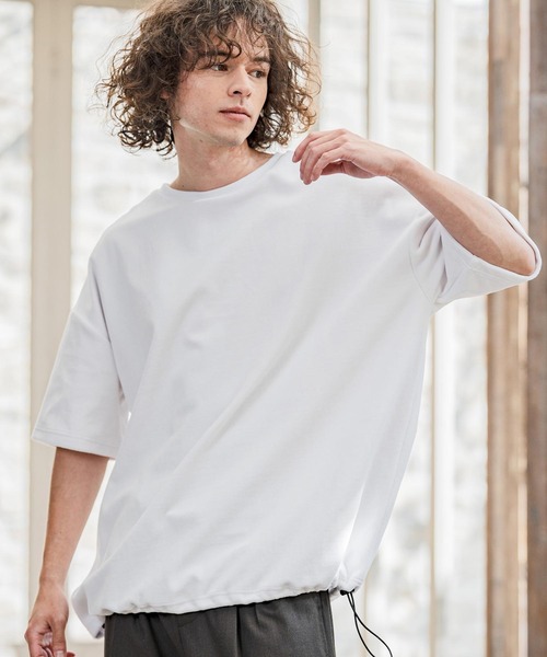 mt10238- 裾絞りベロアルーズシルエットTシャツ(CMB-R0208)（Tシャツ