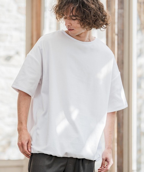 CAMBIO(カンビオ)の「mt10238- 裾絞りベロアルーズシルエットTシャツ(CMB-R0208)(Tシャツ/カットソー・メンズ・ブラック/ネイビー/ホワイト・S/M/L)」の4枚目の写真