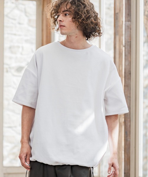 CAMBIO(カンビオ)の「mt10238- 裾絞りベロアルーズシルエットTシャツ(CMB-R0208)(Tシャツ/カットソー・メンズ・ブラック/ネイビー/ホワイト・S/M/L)」の5枚目の写真