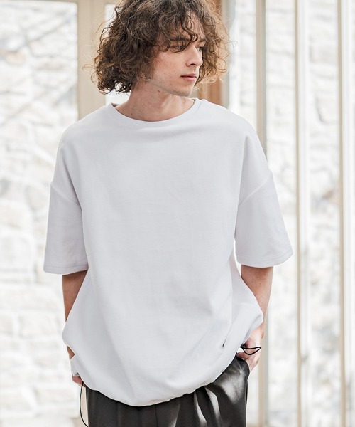 CAMBIO(カンビオ)の「mt10238- 裾絞りベロアルーズシルエットTシャツ(CMB-R0208)(Tシャツ/カットソー・メンズ・ブラック/ネイビー/ホワイト・S/M/L)」の6枚目の写真