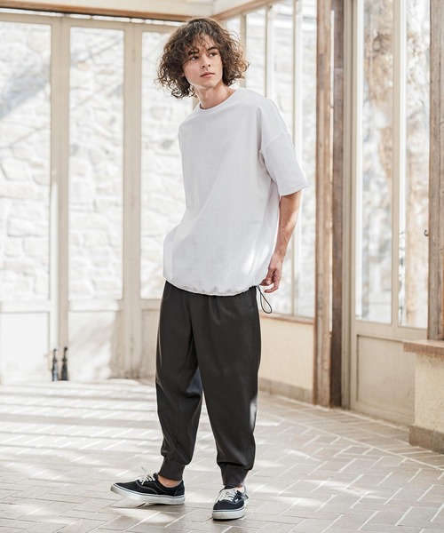 CAMBIO(カンビオ)の「mt10238- 裾絞りベロアルーズシルエットTシャツ(CMB-R0208)(Tシャツ/カットソー・メンズ・ブラック/ネイビー/ホワイト・S/M/L)」の7枚目の写真