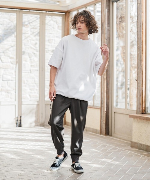 CAMBIO(カンビオ)の「mt10238- 裾絞りベロアルーズシルエットTシャツ(CMB-R0208)(Tシャツ/カットソー・メンズ・ブラック/ネイビー/ホワイト・S/M/L)」の8枚目の写真