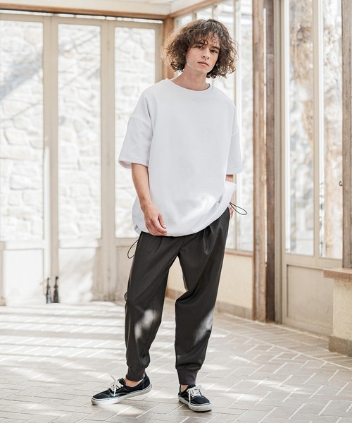 CAMBIO(カンビオ)の「mt10238- 裾絞りベロアルーズシルエットTシャツ(CMB-R0208)(Tシャツ/カットソー・メンズ・ブラック/ネイビー/ホワイト・S/M/L)」の9枚目の写真