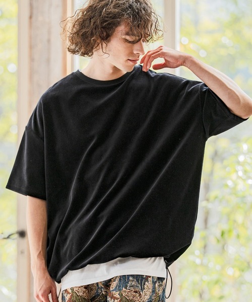 CAMBIO(カンビオ)の「mt10238- 裾絞りベロアルーズシルエットTシャツ(CMB-R0208)(Tシャツ/カットソー・メンズ・ブラック/ネイビー/ホワイト・S/M/L)」の10枚目の写真