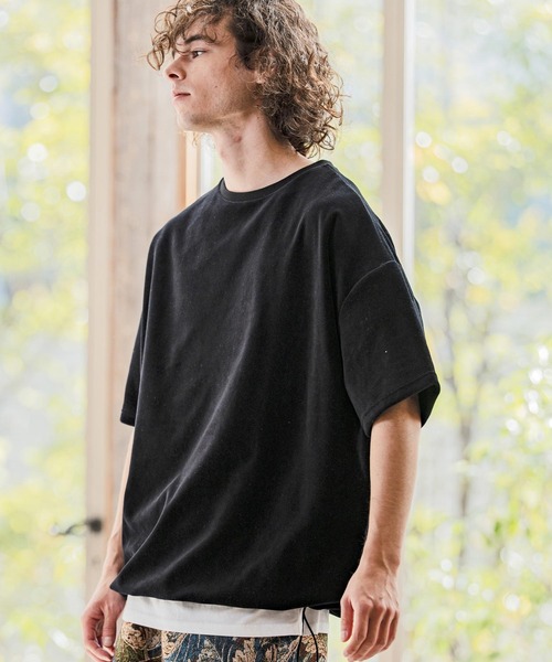 CAMBIO(カンビオ)の「mt10238- 裾絞りベロアルーズシルエットTシャツ(CMB-R0208)(Tシャツ/カットソー・メンズ・ブラック/ネイビー/ホワイト・S/M/L)」の12枚目の写真