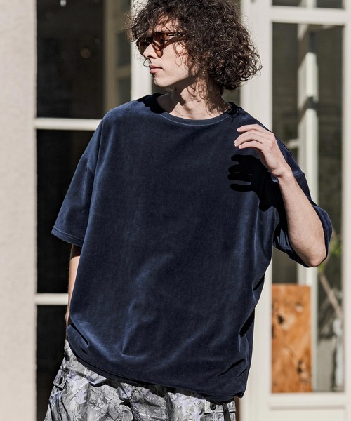 CAMBIO(カンビオ)の「mt10238- 裾絞りベロアルーズシルエットTシャツ(CMB-R0208)(Tシャツ/カットソー・メンズ・ブラック/ネイビー/ホワイト・S/M/L)」の16枚目の写真