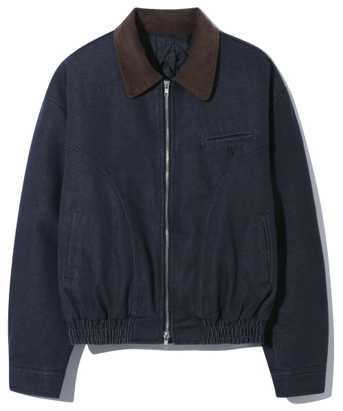 BASEMOMENT(ベースモーメント)の「ピグメントパディッドクロップワークジャケットネイビー(その他アウター・レディース・その他・LARGE/MEDIUM)」の1枚目の写真