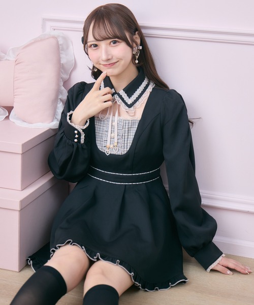 ROJITA(ロジータ)の「メイドライクセットアップ(セットアップ・レディース・ピンク/ブラック/チェック・FREE)」の2枚目の写真