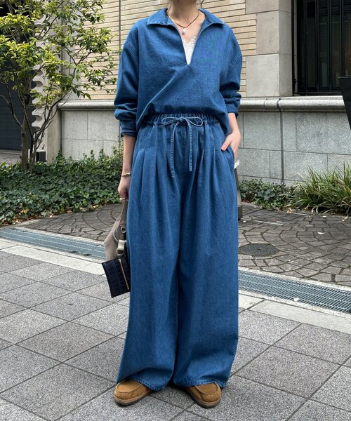 DouDou（ドゥドゥ）の「【インフルエンサーOKOCHI企画】スキッパーデニムシャツ（シャツ/ブラウス・レディース・ブルー・FREE）」の3枚目の写真