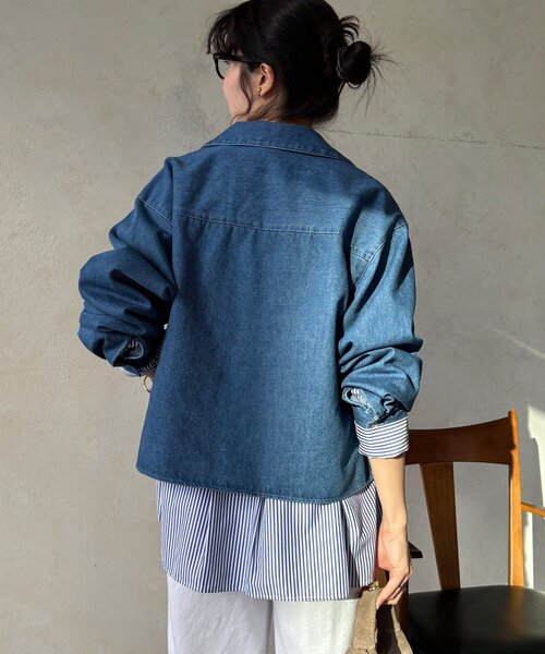 DouDou（ドゥドゥ）の「【インフルエンサーOKOCHI企画】スキッパーデニムシャツ（シャツ/ブラウス・レディース・ブルー・FREE）」の13枚目の写真