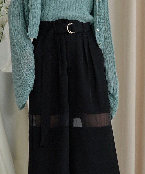 mideal(マイディール)の「sheer part wide pants / シアーパートワイドパンツ(その他パンツ・レディース・ブラウン/アイボリー/ブラック・MEDIUM/SMALL)」の2枚目の写真