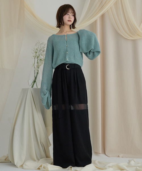 mideal(マイディール)の「sheer part wide pants / シアーパートワイドパンツ(その他パンツ・レディース・ブラウン/アイボリー/ブラック・MEDIUM/SMALL)」の14枚目の写真