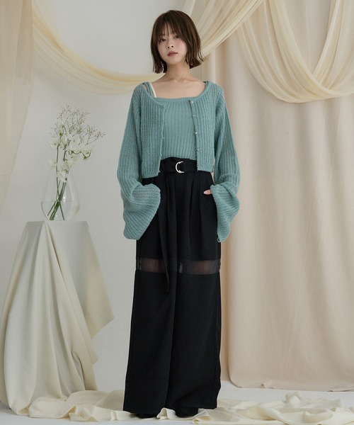mideal(マイディール)の「sheer part wide pants / シアーパートワイドパンツ(その他パンツ・レディース・ブラウン/アイボリー/ブラック・MEDIUM/SMALL)」の12枚目の写真