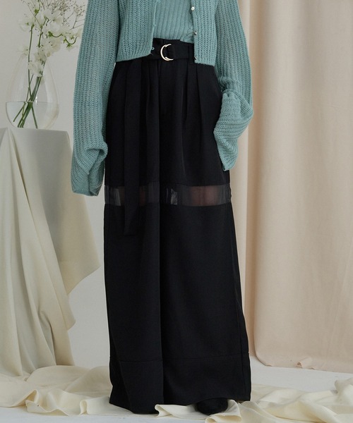 mideal(マイディール)の「sheer part wide pants / シアーパートワイドパンツ(その他パンツ・レディース・ブラウン/アイボリー/ブラック・MEDIUM/SMALL)」の6枚目の写真