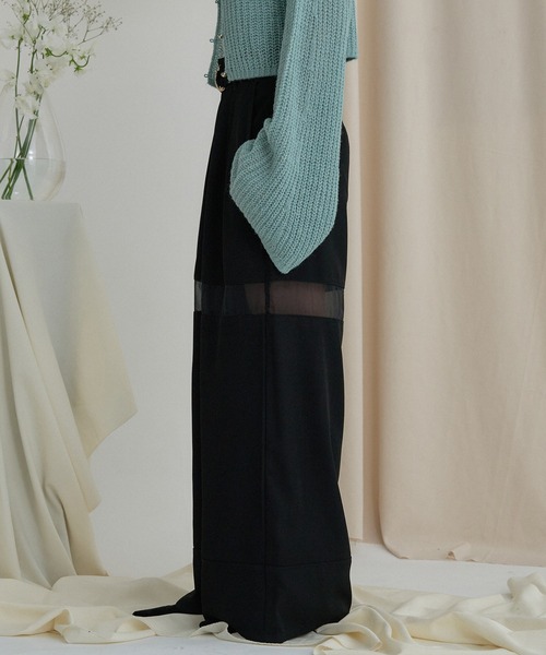 mideal(マイディール)の「sheer part wide pants / シアーパートワイドパンツ(その他パンツ・レディース・ブラウン/アイボリー/ブラック・MEDIUM/SMALL)」の8枚目の写真