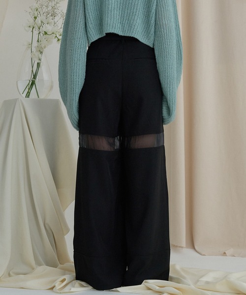 mideal(マイディール)の「sheer part wide pants / シアーパートワイドパンツ(その他パンツ・レディース・ブラウン/アイボリー/ブラック・MEDIUM/SMALL)」の9枚目の写真