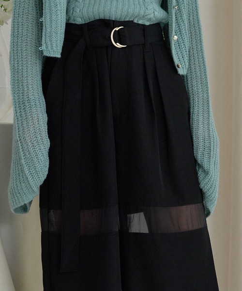 mideal(マイディール)の「sheer part wide pants / シアーパートワイドパンツ(その他パンツ・レディース・ブラウン/アイボリー/ブラック・MEDIUM/SMALL)」の10枚目の写真