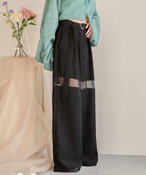 mideal(マイディール)の「sheer part wide pants / シアーパートワイドパンツ(その他パンツ・レディース・ブラウン/アイボリー/ブラック・MEDIUM/SMALL)」の17枚目の写真