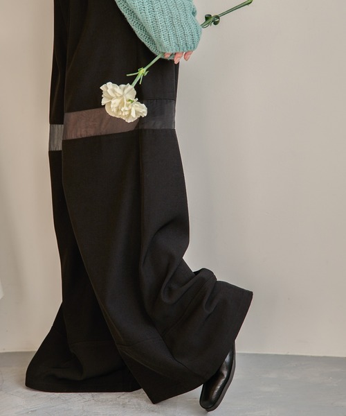mideal(マイディール)の「sheer part wide pants / シアーパートワイドパンツ(その他パンツ・レディース・ブラウン/アイボリー/ブラック・MEDIUM/SMALL)」の19枚目の写真