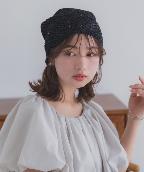 Ruben（ルーベン）の「GLITTER BEANIE／グリッタービーニー（ニットキャップ/ビーニー・レディース・ライトグレー/グリーン/ベージュ/オレンジ/ブラック・FREE）」の2枚目の写真