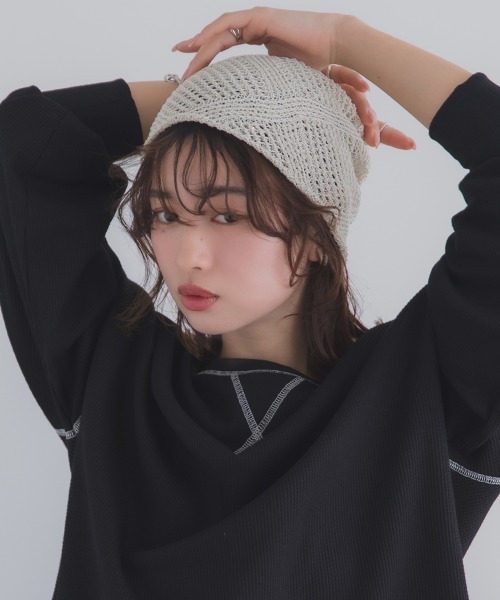 Ruben（ルーベン）の「GLITTER BEANIE／グリッタービーニー（ニットキャップ/ビーニー・レディース・ライトグレー/グリーン/ベージュ/オレンジ/ブラック・FREE）」の6枚目の写真