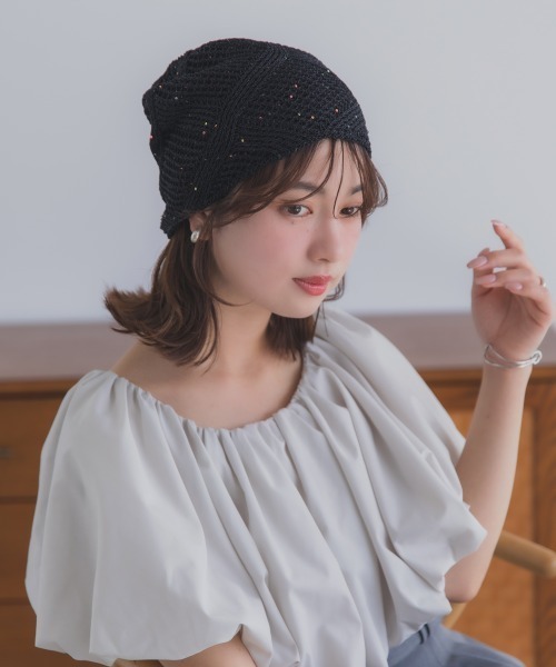Ruben（ルーベン）の「GLITTER BEANIE／グリッタービーニー（ニットキャップ/ビーニー・レディース・ライトグレー/グリーン/ベージュ/オレンジ/ブラック・FREE）」の13枚目の写真