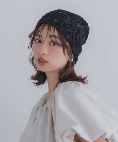 Ruben（ルーベン）の「GLITTER BEANIE／グリッタービーニー（ニットキャップ/ビーニー・レディース・ライトグレー/グリーン/ベージュ/オレンジ/ブラック・FREE）」の14枚目の写真