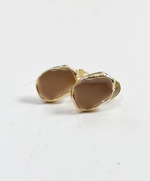 YU-KA:ゴールドフレーム オーバルイヤリング gold frame oval earring