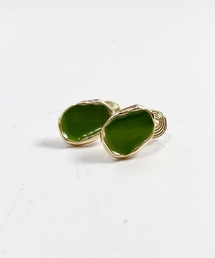 YU-KA:ゴールドフレーム オーバルイヤリング gold frame oval earring