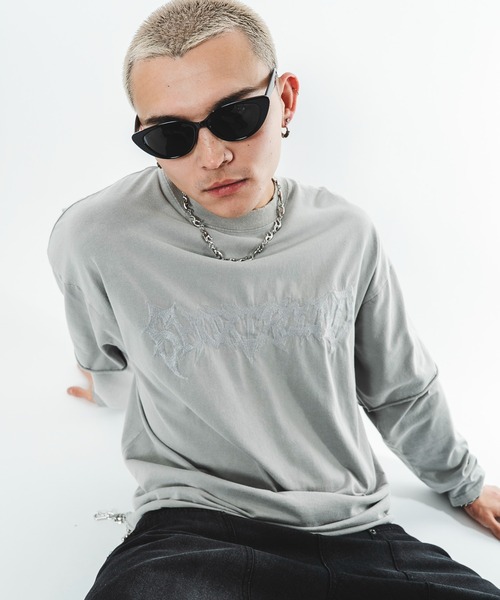 SHORT ROUND(ショートラウンド)の「SHORT ROUND/ブリーチレイヤードグラフィックT(Tシャツ/カットソー・メンズ・ブラック系その他/グレー・LARGE/MEDIUM)」の1枚目の写真
