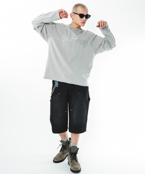 SHORT ROUND(ショートラウンド)の「SHORT ROUND/ブリーチレイヤードグラフィックT(Tシャツ/カットソー・メンズ・ブラック系その他/グレー・LARGE/MEDIUM)」の3枚目の写真