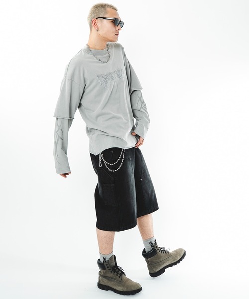 SHORT ROUND(ショートラウンド)の「SHORT ROUND/ブリーチレイヤードグラフィックT(Tシャツ/カットソー・メンズ・ブラック系その他/グレー・LARGE/MEDIUM)」の13枚目の写真