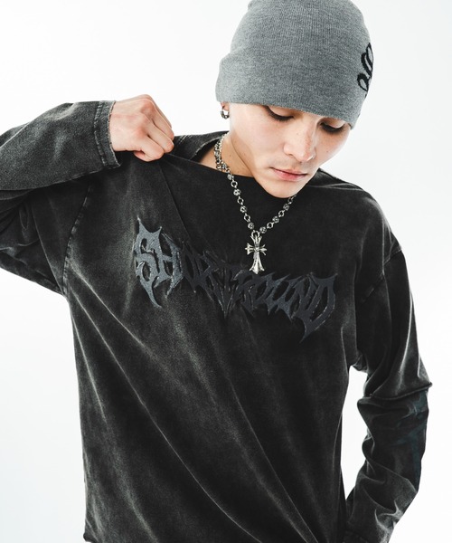 SHORT ROUND(ショートラウンド)の「SHORT ROUND/ブリーチレイヤードグラフィックT(Tシャツ/カットソー・メンズ・ブラック系その他/グレー・LARGE/MEDIUM)」の15枚目の写真